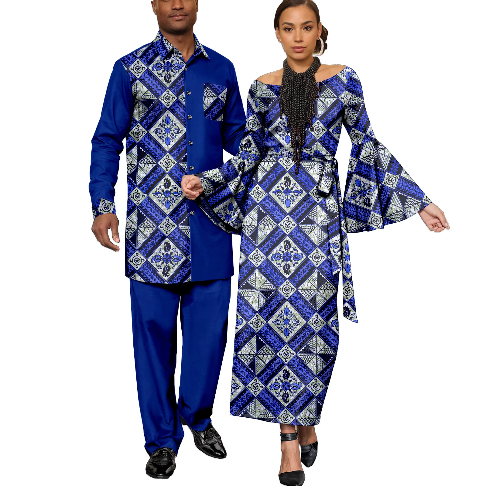 

SEA & ALP платья с африканским принтом для женщин, одинаковые мужские наряды Dashiki Ankara, комплекты из топа и брюк, одежда для африканских пар, вечерние