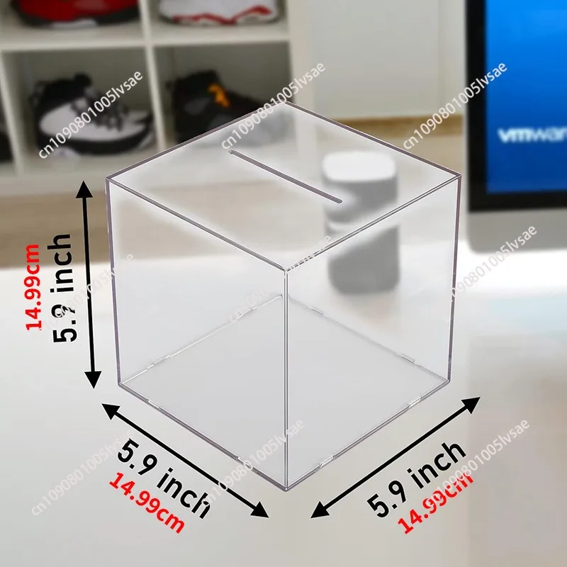 Square acrylic transparent piggy bank, foreign trade hot-selling dollar piggy bank