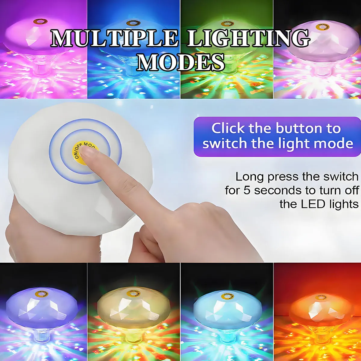 Floating Underwater Light RGB Submersible LED Disco Light Glow Show Swimming Pool Hot Tub Spa Lamp Bath Light