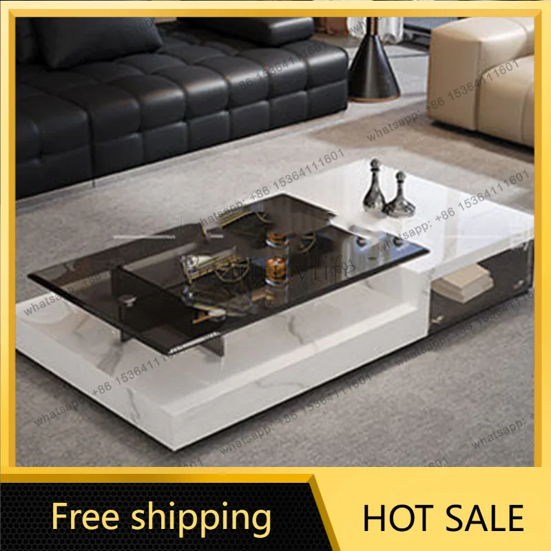 YJ Glass Luxury Side Table Decoration Modern Living Room Designer Simple Coffee Table Unique Minimalist Meubles Salon Furniture