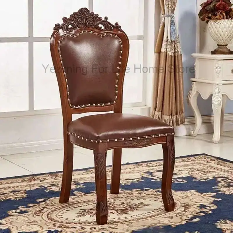 

Living Room Vintage Dining Chairs Kitchen Accent Restaurant Wooden Chair Waiting Luxury Sillas Para Comedor Home Furniture