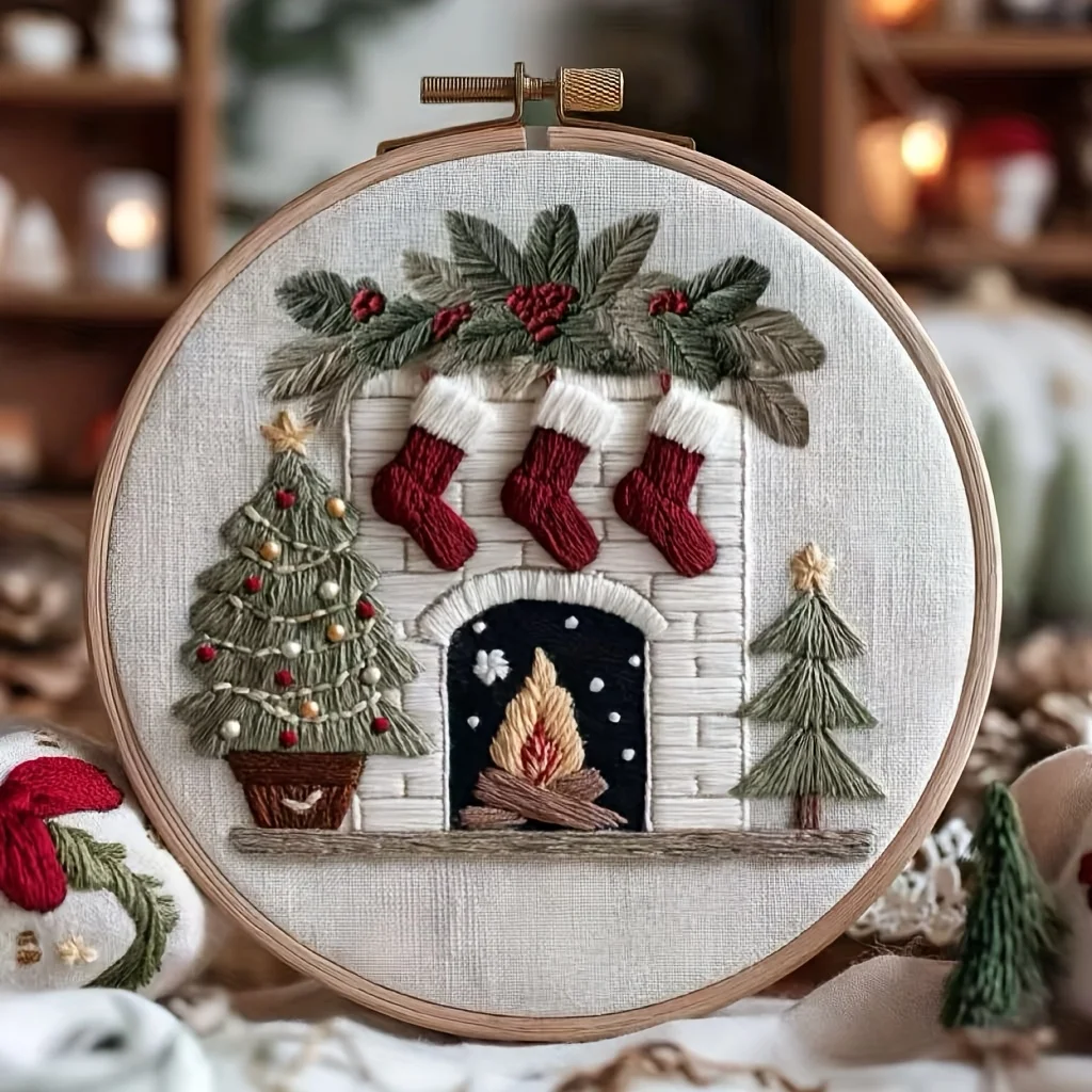 Das DIY-Materialpaket-Set mit Weihnachtsmuster und Handstickerei, ausgestattet mit einem englischen Leitfaden und Anleitung, ist etwas Besonderes – Detail 8