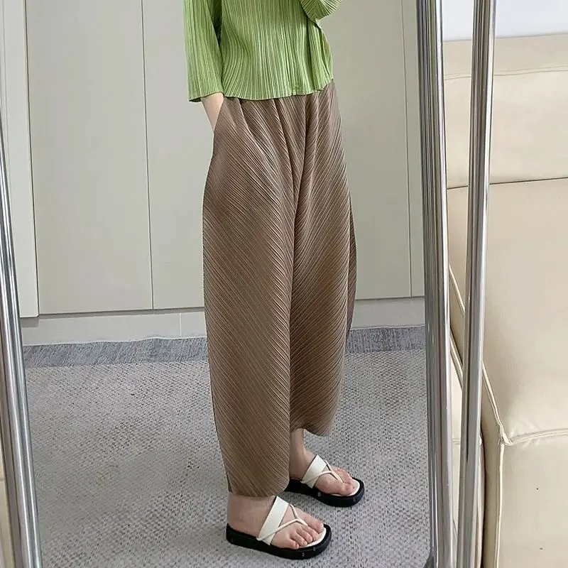 Banana pants women's 2025 summer new high waist and thin casual loose large size pleated wide leg trousers women