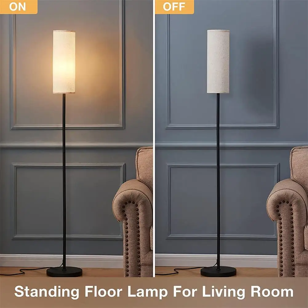 

LED Floor Lamp With 3 Color 9w E27 Light Bulb 220V Linen Lampshade Foot Switch Floor Light For Bedroom Living Room Office Decor