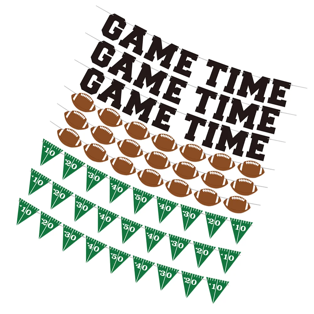 3 Sets Rugby Party Decorations Banner Sports Football Theme Supplies Birthday Gift