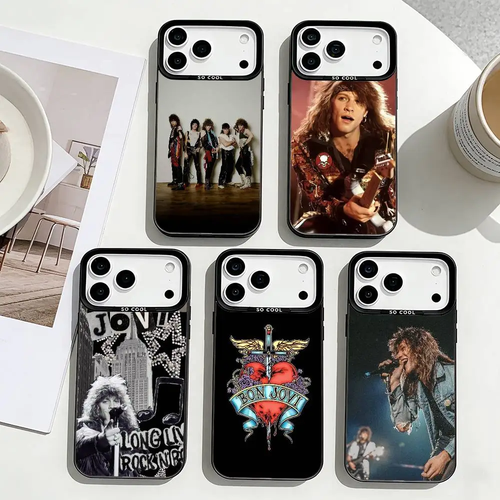 

B-Bon J-Jovi Vintage Rock Phone Case For iPhone17,16,15,14,13,12,Pro Max Black Colorful Phone case