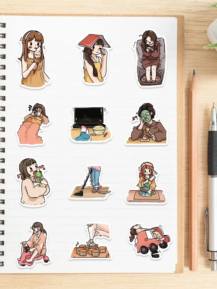 50 pièces moderne fille personnages autocollants enfants bricolage voiture vélo voyage bagages ordinateur portable classique jouet Graffiti autocollant décalcomanies