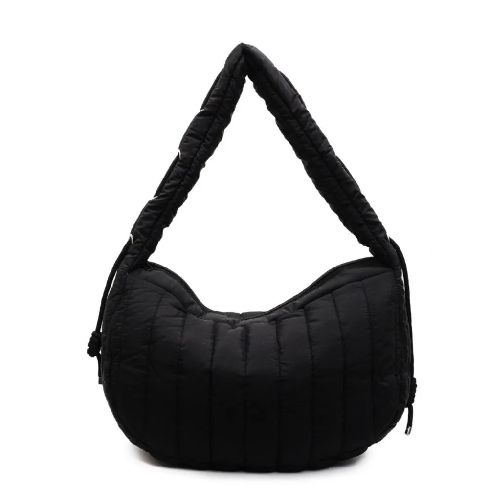 

Solid Color Padding Shoulder Bag Pleated Detail Trendy Style Quilted Crossbody Bag Unique Casual Versatile Design