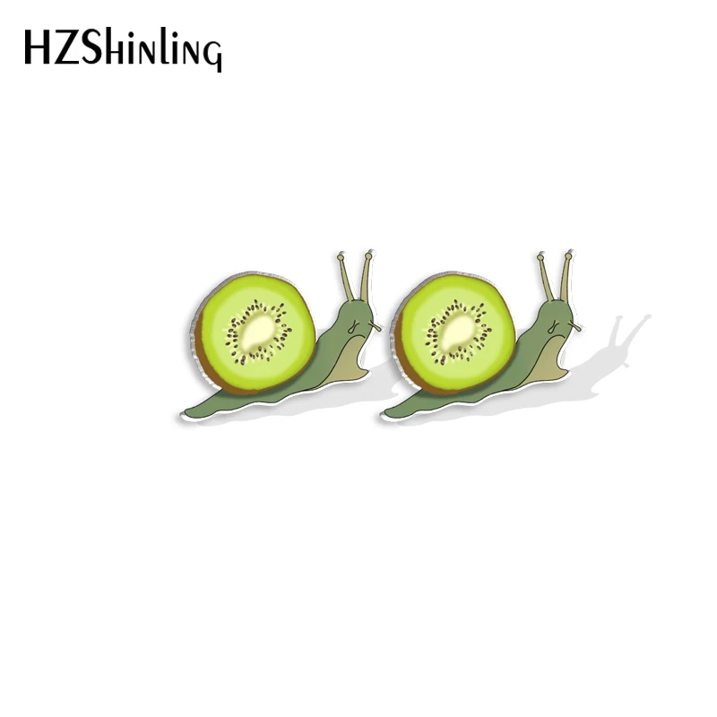 2023 New Fruit Snails Stud Earring Pitaya Kiwifruit Snail Acrylic Resin Earrings Epoxy Handmade Jewelry Gifts Friends