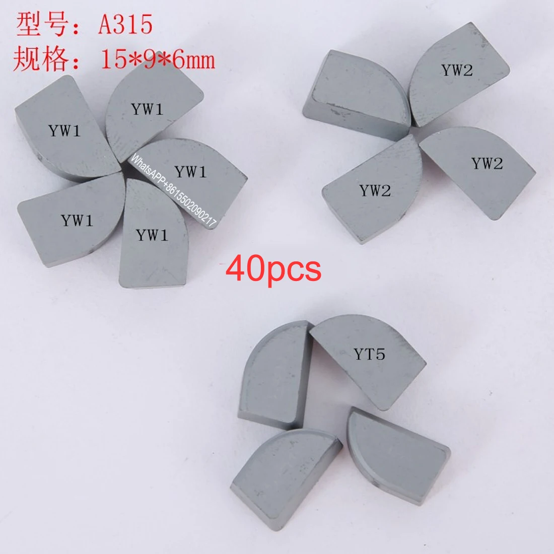 40pcs High hardness welding tool blade YT15 / YW2 / YG6 / YG8 A315 cnc carbide turning welding inserts cnc cutting brazed blade