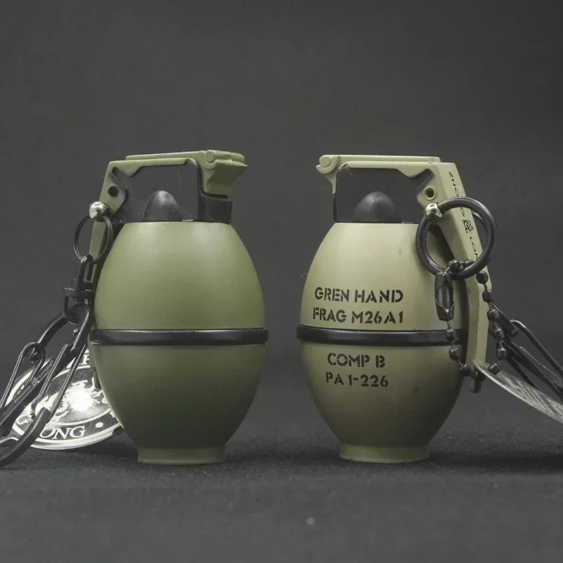 Outdoor Windproof Mini Metal Keychain Lighter Jet Flame Inflatable Simulation Military Grenade Portable Lighter Men's Gift