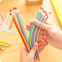 Lápices flexibles con gomas de borrar, lápices suaves Kawaii para estudiantes, papelería linda, herramientas de escritura, útiles escolares y de oficina, 5 piezas