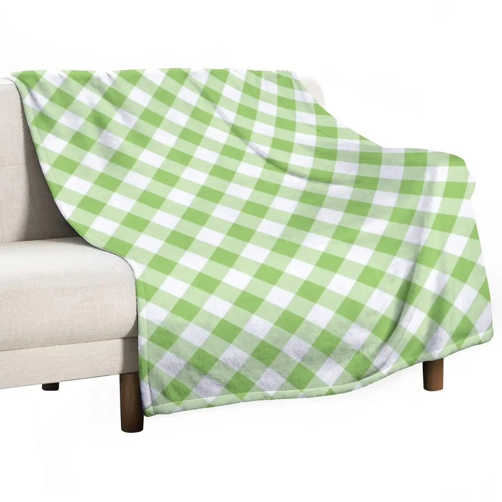 

Green Gingham Check Throw Blanket Furrys Bed covers Blankets