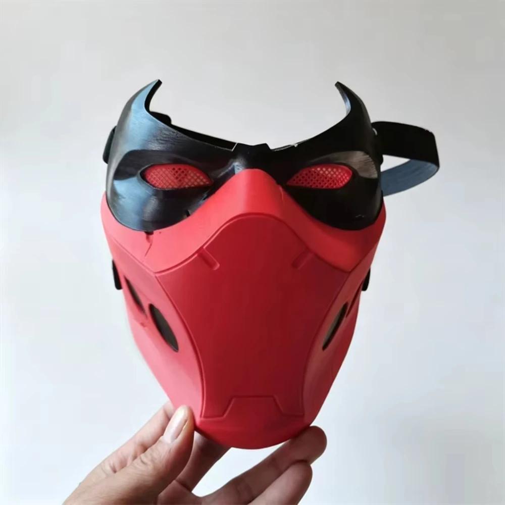 Superhero Red Hood Jason Todd Half Face Helmet Mask Unisex Adult Latex Mask Halloween Carnival Cosplay Party Accessory