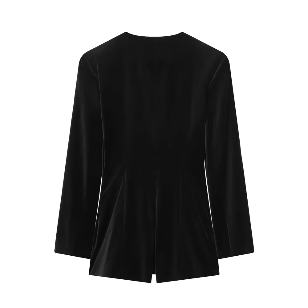 Nuovo prodotto invernale 2025: tuta da donna corta dimagrante a maniche lunghe con spalline in velluto piatto con scollo a V