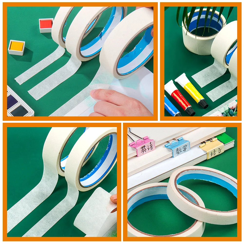 4 Rolls Masking Glue Tape Craft Paper Decorate Multi-functional Tapes DIY Labeling for Painting Student Use Writable Painter