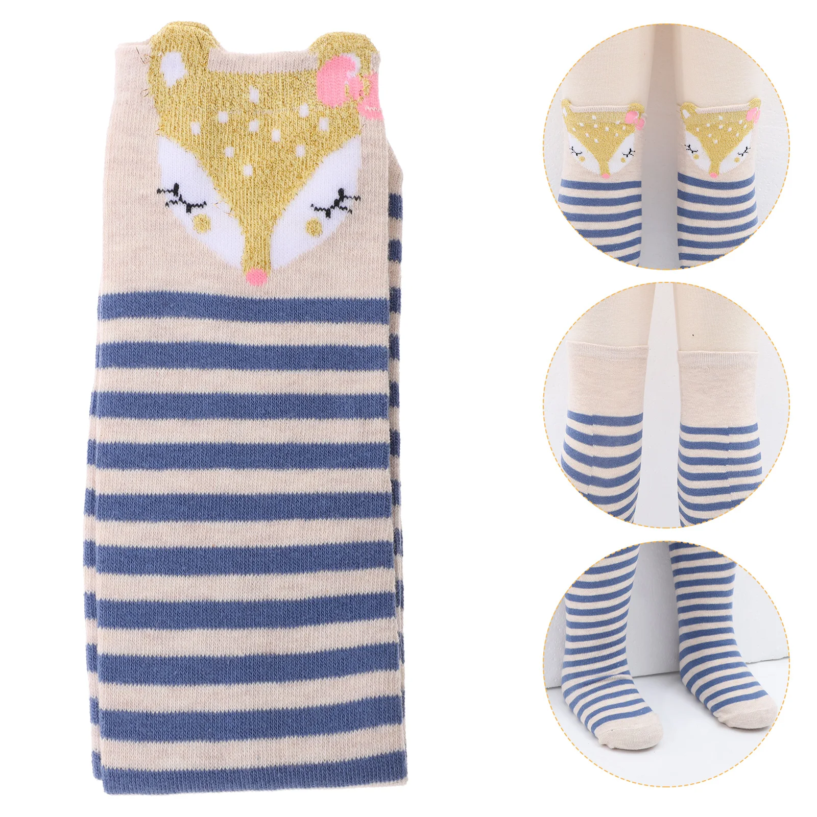

1 Pair Girls Knee High Socks Animal Print Cotton Warm Long Boot Stockings For Winter School High Sock Child Cartoon