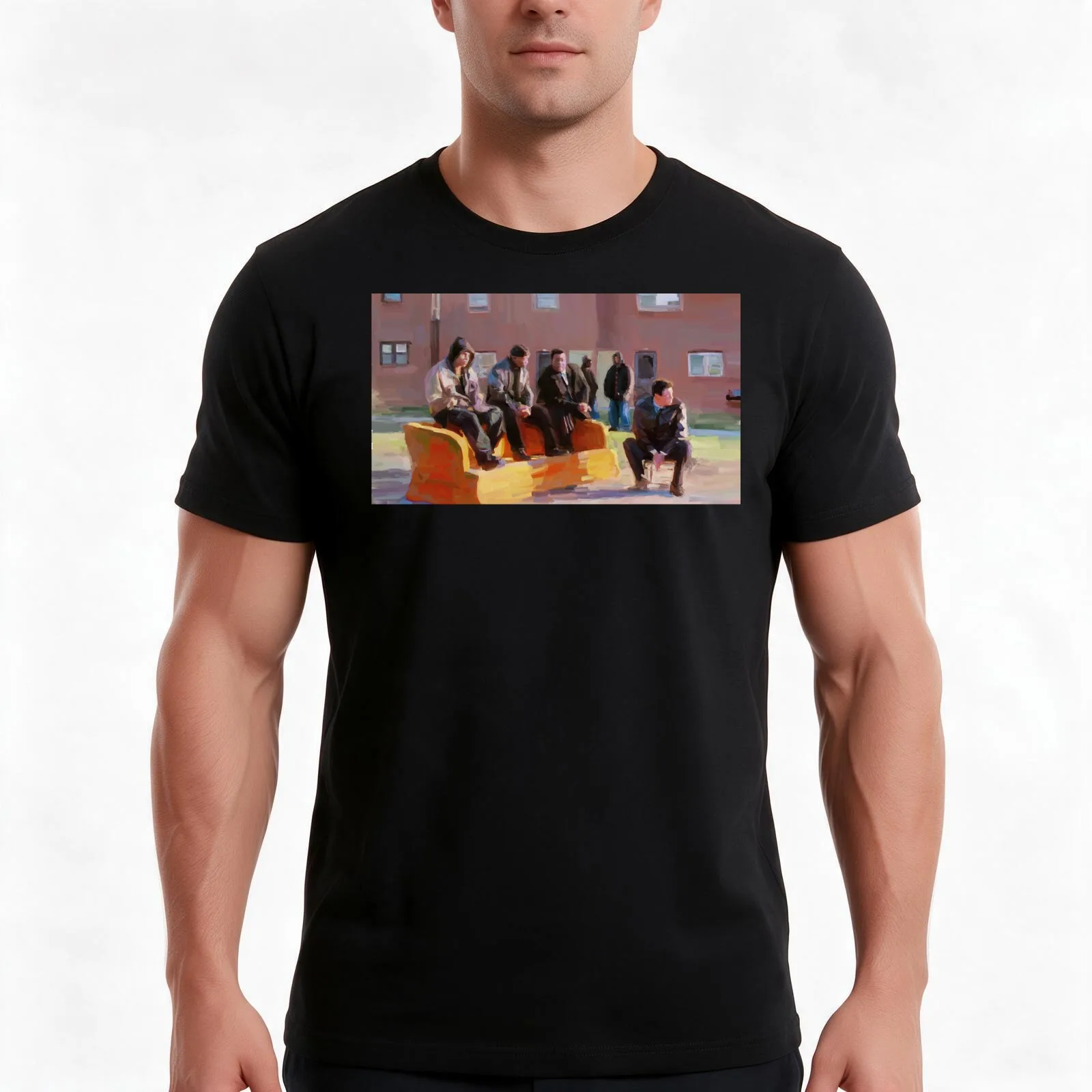 The wire couch scene T-Shirt Summer Casual Cotton Tee Oversized Streetwear Tops Vintage Graphic Print Loose Fit Short Sleeve