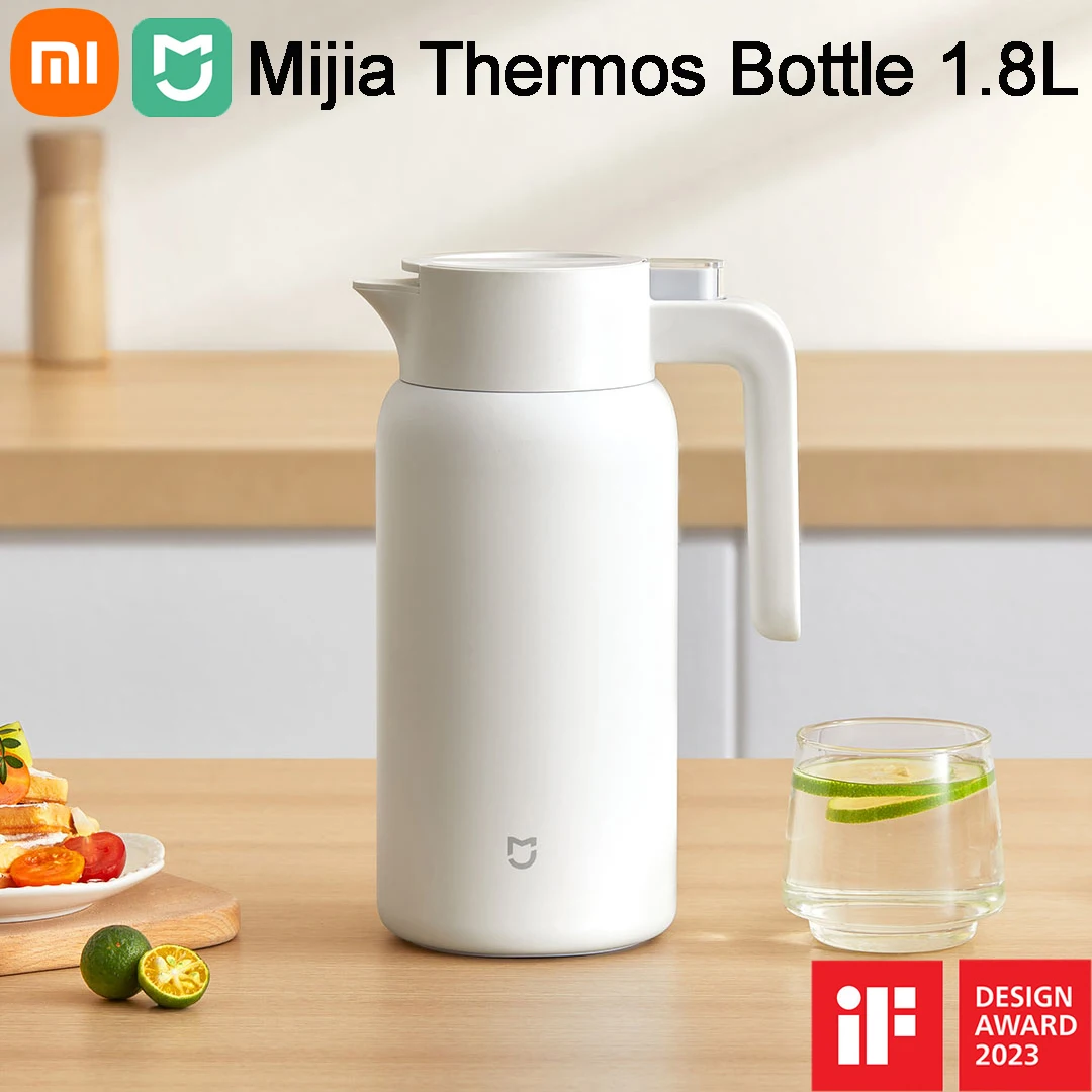 Original Xiaomi Mijia Thermos Bottle 1.8L Large Capacity Water Bottle Long-Lasting Lock Cold 316L Stainless Steel Inner Liner