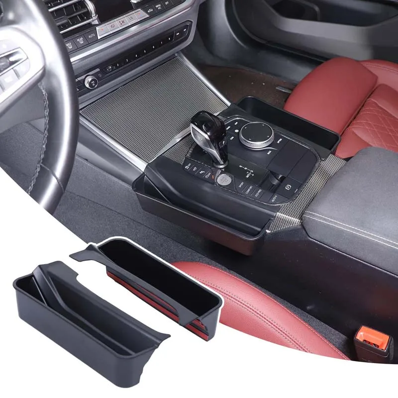 For 20+ BMW 3 Series gearbox storage boxes on both sides ABS 2-piece set car center console gearbox storage box accessories