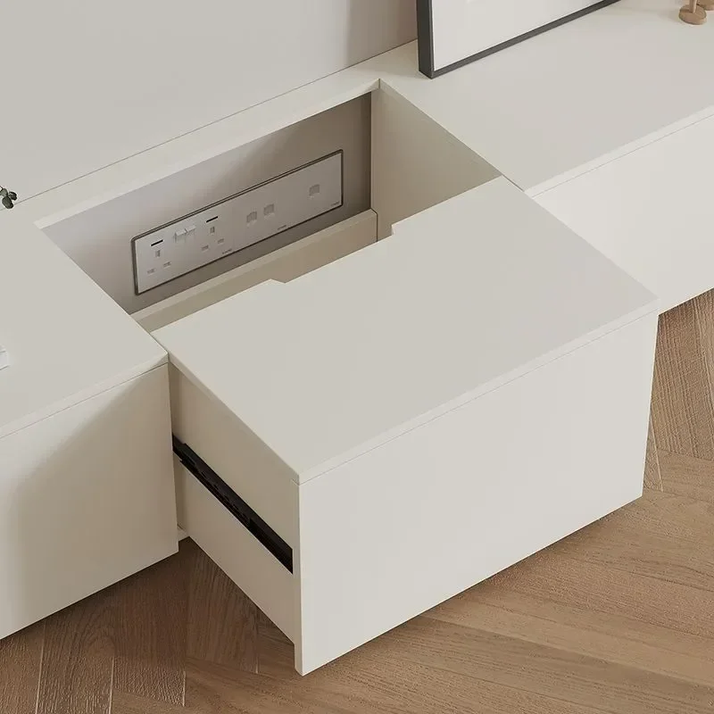 Solid Wood Pull Out TV Cabinet Coffee Table Combination Simple Fashionable Multi Functional Floor TV Stand Customizable
