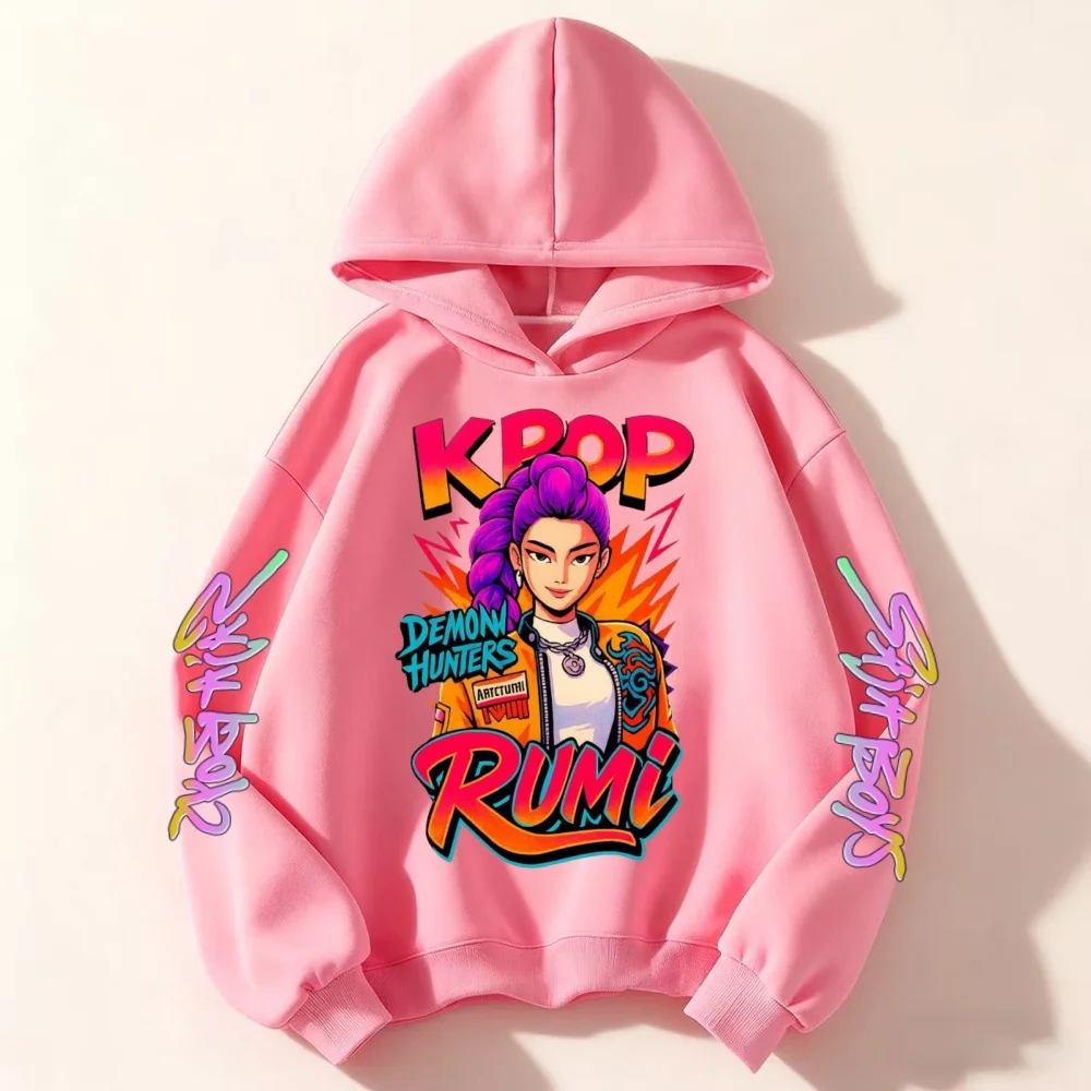 عشاق الفيلم هدية هوديي الفتيات الاطفال Huntrix Kpop شيطان الصيادين الأطفال البلوز لطيف النمر Harajuku هودي للبنين بنات #2