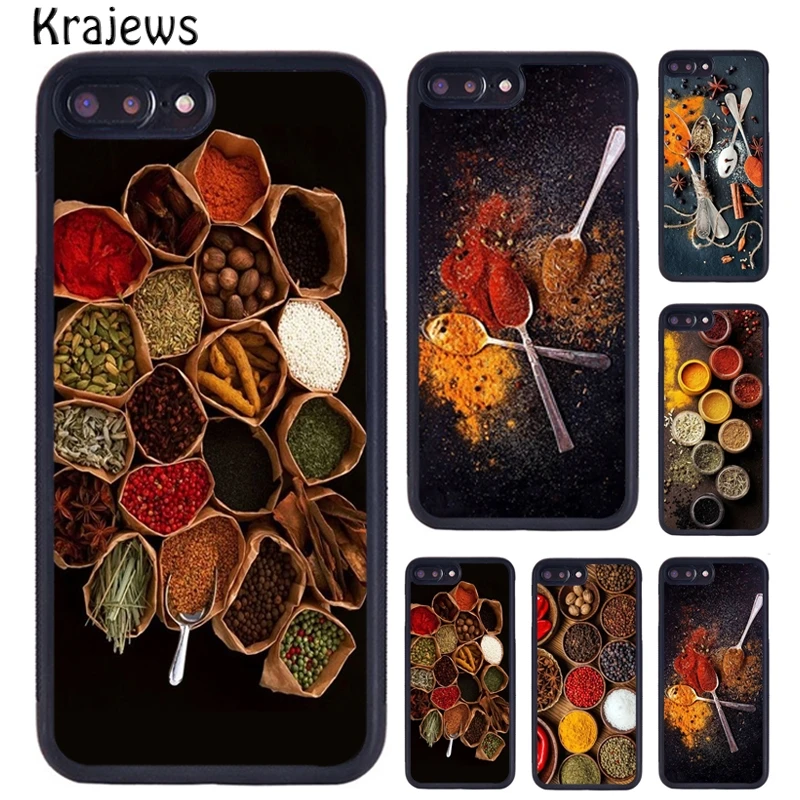 Krajews Spices Seasoning Cooking Chef Phone Case For iPhone 16 15 14 XR XS 11 12 mini 13 Pro MAX Plus cover coque