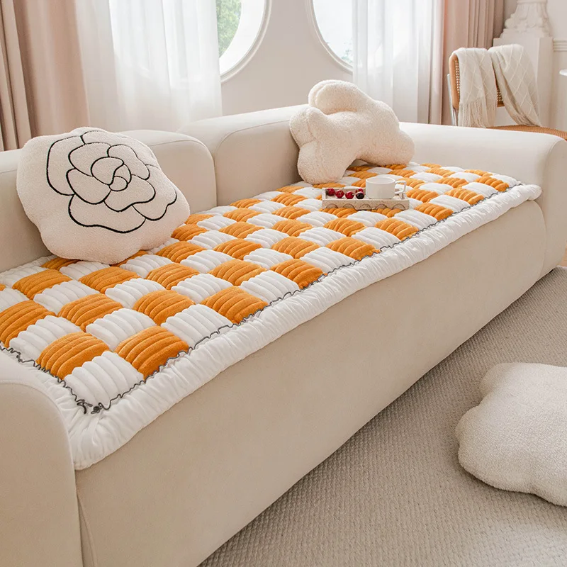 Sofa cushion steamed bread pad plush thickened non-slip steamed bread shape warm simple seat cushion cream wind machine washable
