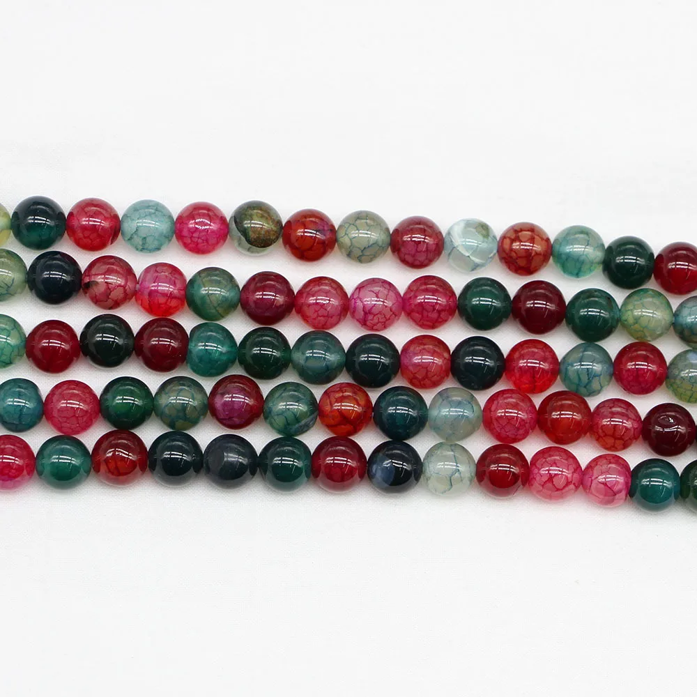 48Pcs Natural Stone Wholesale Jewelry DIY Bracelet Tourmaline Agate Loose Beads Round Beads Fashionable Semi-Finished Bead Beads