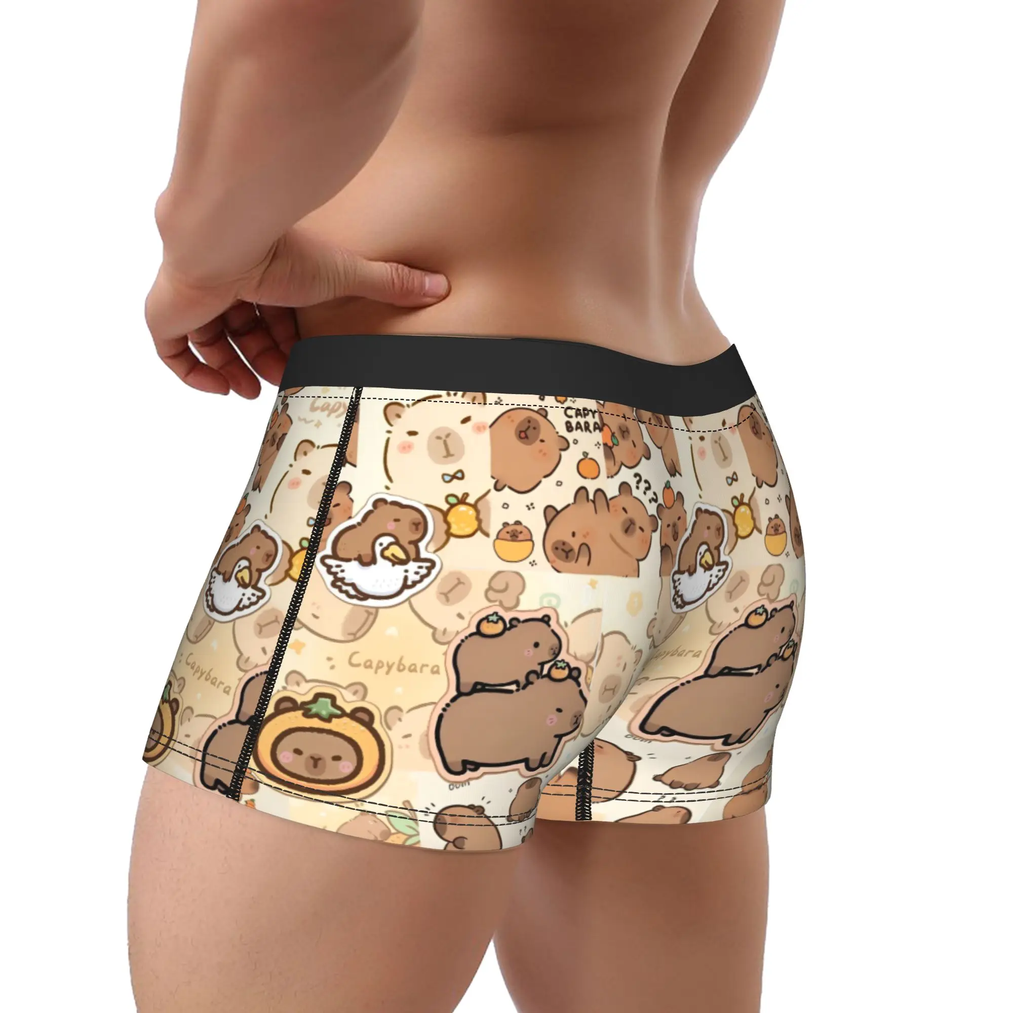 Hombres Kawaii Capybara Boxers de dibujos animados FunGift Ropa interior Boxer Briefs