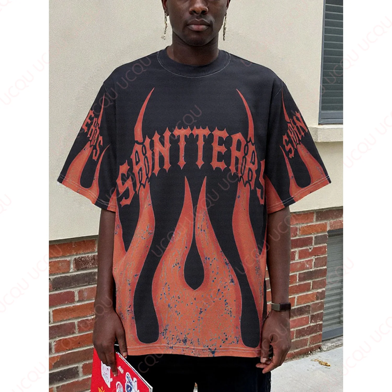 

Футболка с изображением пламени, новейший уличный трикотаж, летняя классическая футболка для взрослых, свободный мотоциклетный трикотаж для тренировок