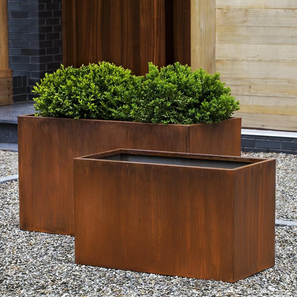 Outdoor Round Or Square Corten Planters Box Flower Pot