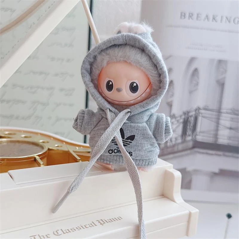 15 17 سنتيمتر ل Labubu دمية 4.0 الوحوش دبوس الحب سلسلة الكورية المعبود ADI هوديي الزي الملابس أحذية رياضية الملابس الإكسسوارات