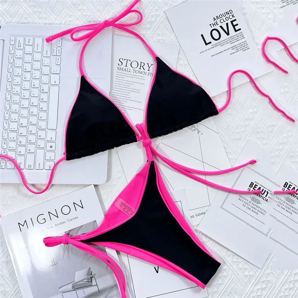 Triangle Thong Micro Bikini Set String Halter Swimwear Sexy Swimsuit Women 2025 Bathing Swimming Suit Biquinis Bikinis Mujer