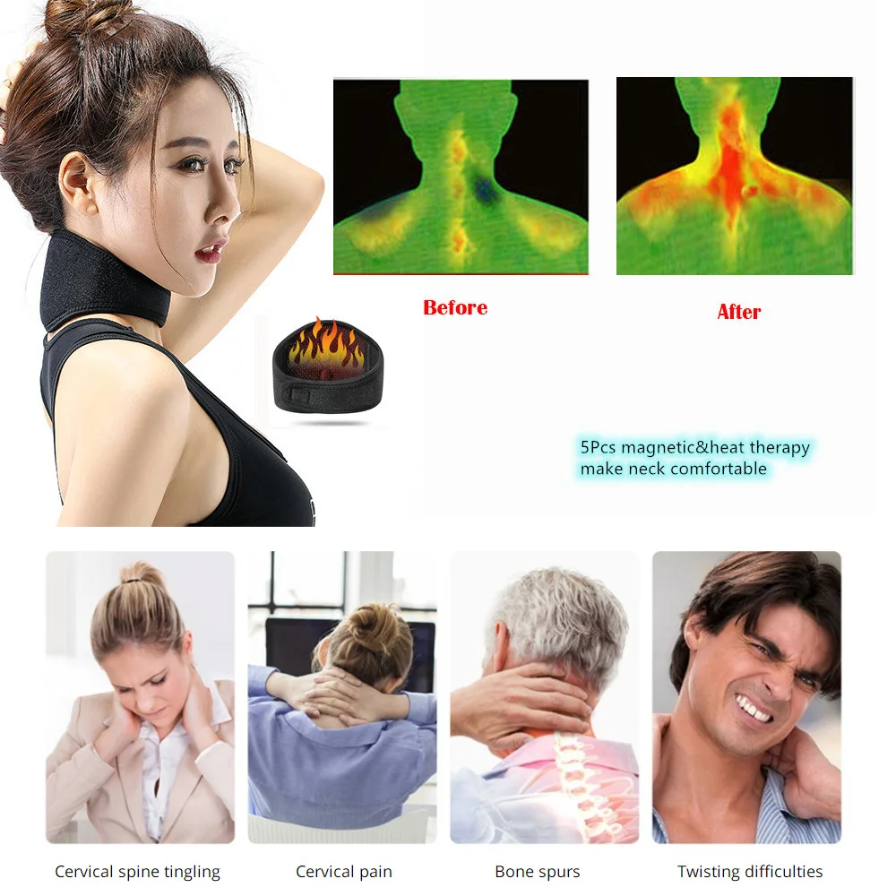 1Pcs Tourmaline Magnetic Therapy Neck Massager Self Heating Neck Support Brace Cervical Vertebra Protection Relief neck pain