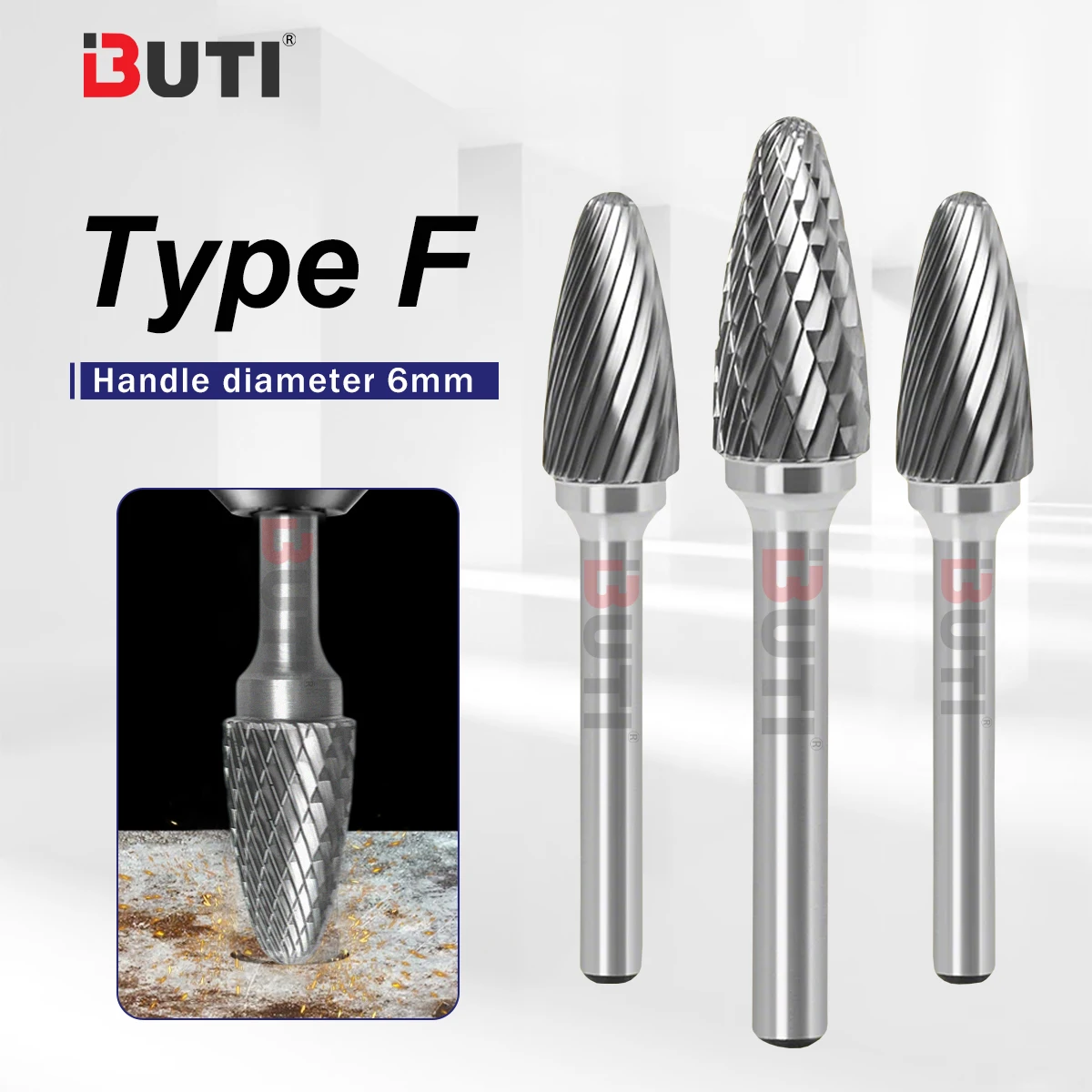 

F-type Rotaryfile FX0618M06/1020M06/1225M06/1425M06/1625M06/18 Bullet Metal Polishing F-type Grinding Tool Curved Round Head 6mm
