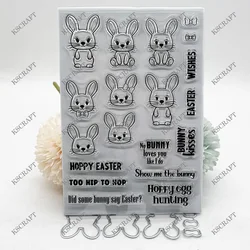 KSCRAFT Cute Bunny Stamp and Cutting Dies Stencils for DIY Scrapbooking Decorative Embossing DIY Paper Cards