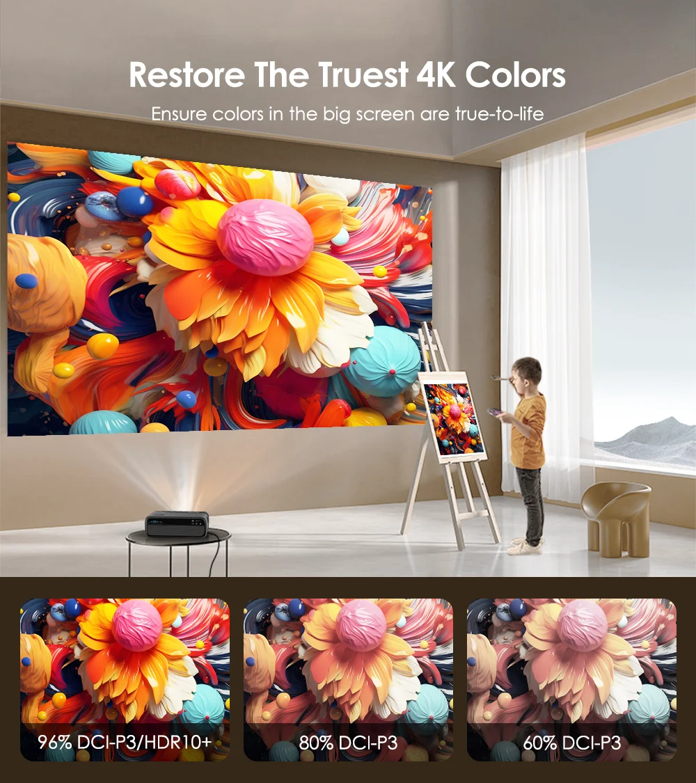 OEM For Google TV 1000ANSI Lumens Certified System Projector 4K With NFC Portable Built-In Speakers HIFI Stereo