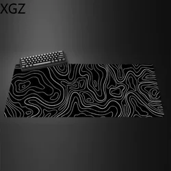 1 piece black and white gaming mouse pad large keyboard desk mat 31.5 x 11.8 inches terrain map suitable for office home use