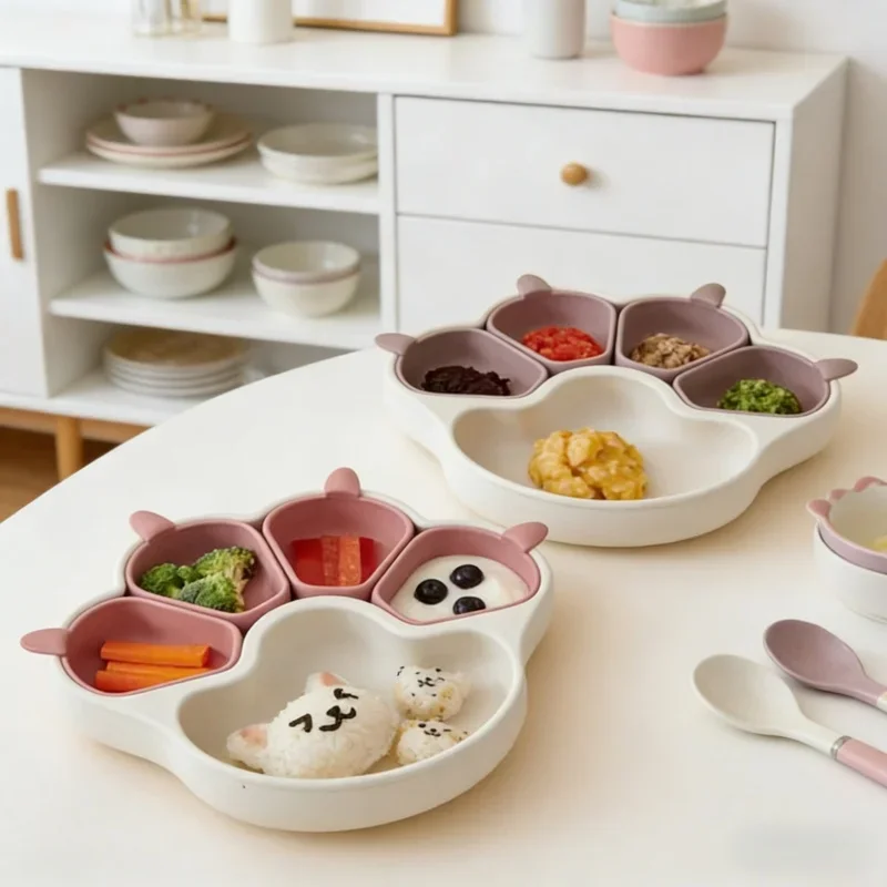 

Suction Bowl Plate Spoon Fork Silicone Feeding Set Toddler Baby Tableware BPA Free Dishwasher Safe Easy Clean Feeding Tool