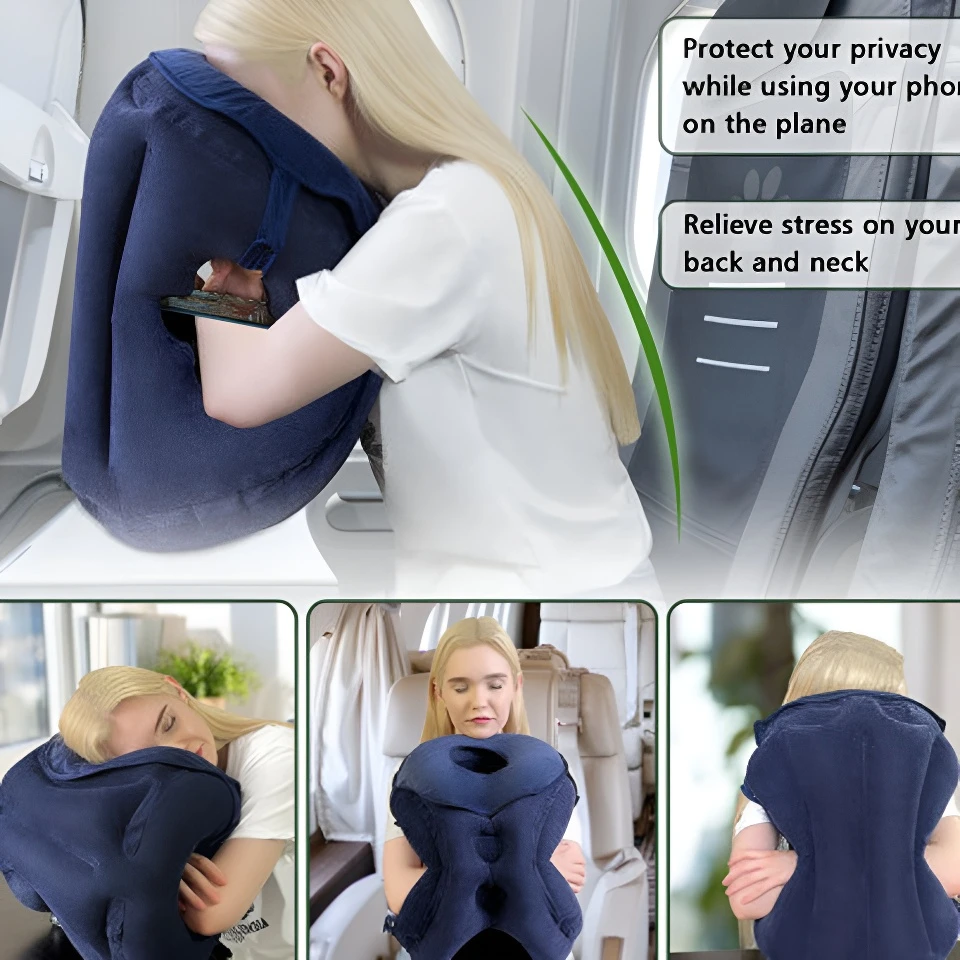 

3-in-1 Multifunction Inflatable Travel Pillow Set Neck Head Chin Support For Airplane & Home Sleeping Comfortable Rest