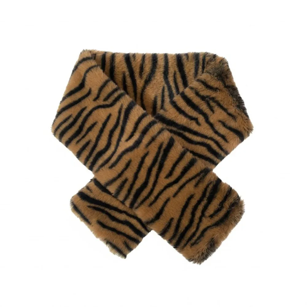 

Korean Style Thicken Leopard Print Scarf Soft Faux Rabbit Warm Fur Scarf Windproof Cross Scarf Winter