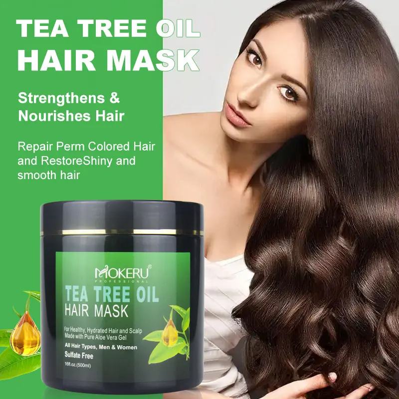 

Масляная маска для волос Mokeru Tea tree, питает волосы и разглаживает frizz, восстанавливает поврежденные кутикулы, подходит для сухих и волнистых волос, 500 мл