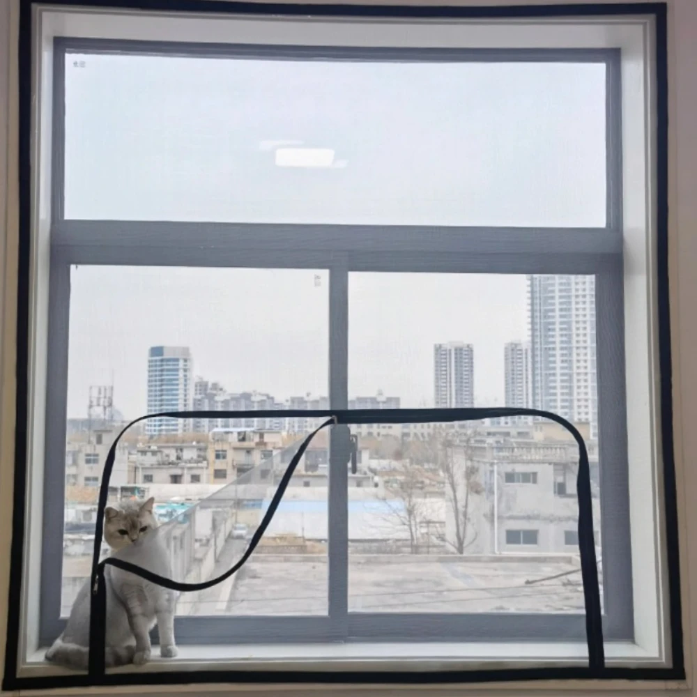 Summer U-shaped Zipper Screen Window，Self-adhesive and Reusable Mosquito Nets for Windows, Anti-mosquito Window Screens, Tulle