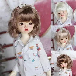 BJD Doll Girls Cute Wig 1/6 1/4 1/3 Milk Silk Natural Butterfly Knot Cute Toy Shoulder-Length Hair Wig Doll Accessories(no doll)