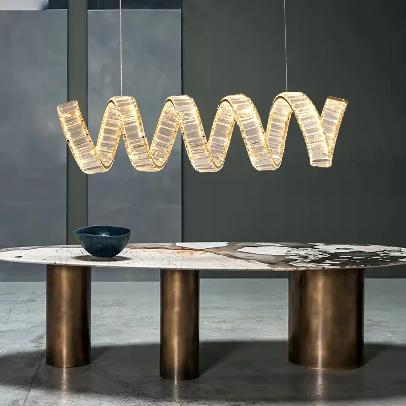 Encircle Thread Modern Luxury LED Chandelier Bar Office Island Dining Living Room Villa Pendant Lamp Home Decor Lighting Fixture