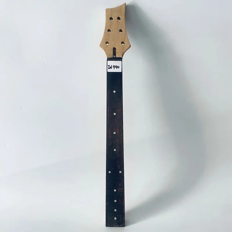 IN440 L3R3 Headstock 6 String Electric Guitar Neck Semi Finishing No Frets No Paints for DIY with Damages Bolt-on Neck