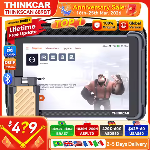 Lifetime Free Update THINKCAR THINKSCAN 689BT OBD2 Diagnostic Tool DOIP CANFD Bi-directional ECU Coding 34 Resets