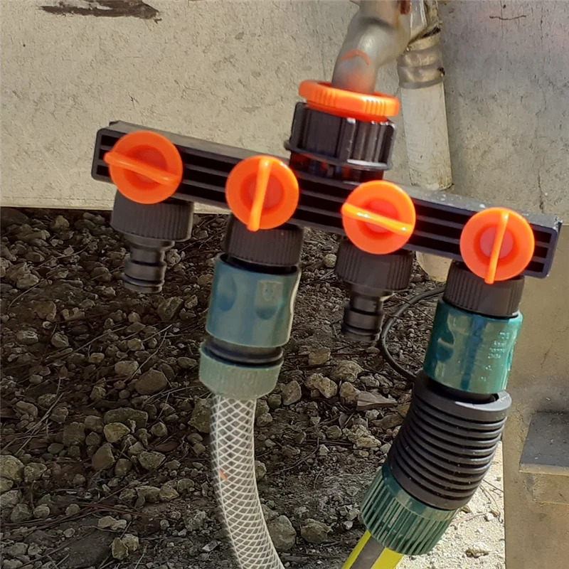 4 Way Hose Splitters For Automatic Watering Water Pipe Linker Timer Faucet Divider-AT64