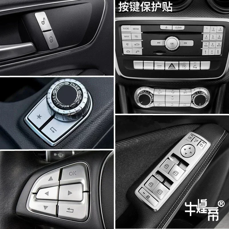 

Car Center Console CD Multimedia Buttons Decals Trim For Mercedes-Benz A B Class GLA CLA W176 W246 Interior Sticker Accessories